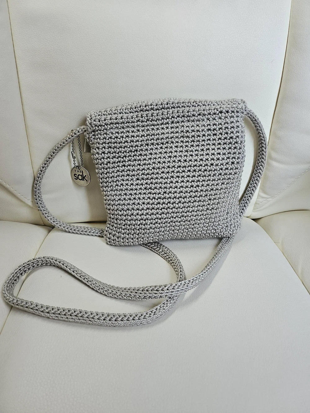 The Sak Light Gray Crochet Crossbody Bag
